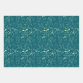 Fun Bright Hand gezogen Lila Aquamarin Peach Xmas Geschenkpapier Set (Vorderseite 3)