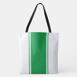 Fun Bright Kelly Green White Sporty Racing Streife Tasche