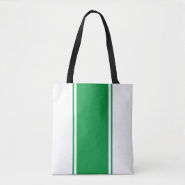 Fun Bright Kelly Green White Sporty Racing Streife Tasche