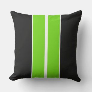 Fun Bright Lime Green Schwarz-weiß Racing Streifen Kissen