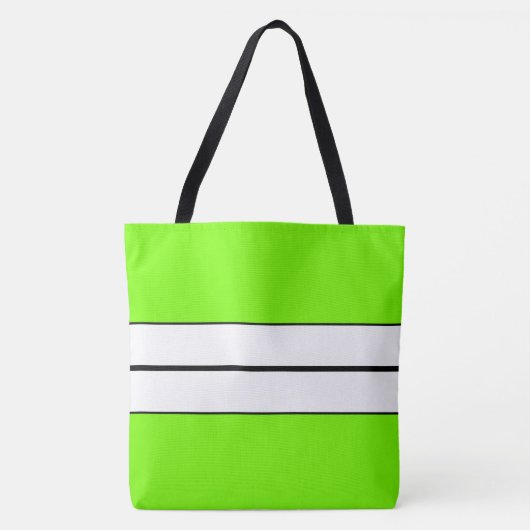 Fun Bright Lime Green Schwarz-weiß Racing Streifen Tasche (Vorderseite)