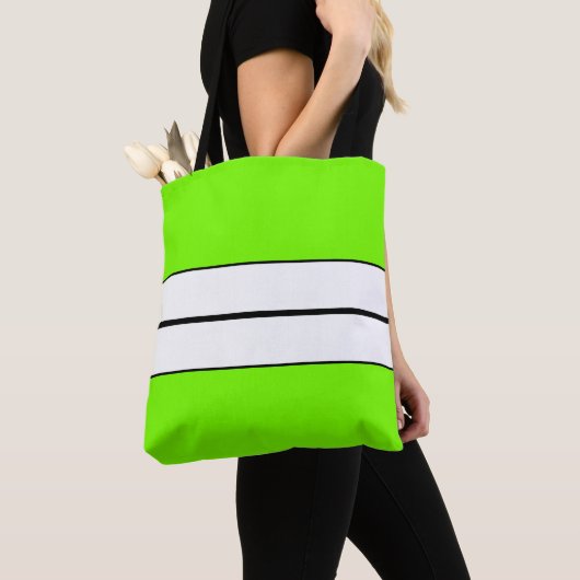 Fun Bright Lime Green Schwarz-weiß Racing Streifen Tasche (Von Nahem)