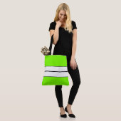 Fun Bright Lime Green Schwarz-weiß Racing Streifen Tasche (Am Model)