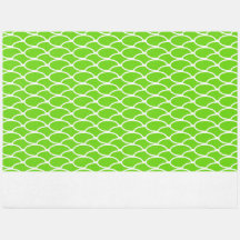 Fun Bright Lime Green Tiled Waves Muster