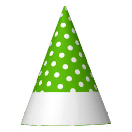 Fun Bright Lime Green White Polka Dots Rim Strip Partyhütchen