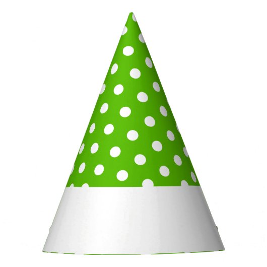 Fun Bright Lime Green White Polka Dots Rim Strip Partyhütchen (Vorderseite)