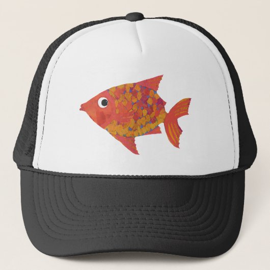 Fun Bright Orange Fish Black and White Trucker Cap Truckerkappe (Vorderseite)
