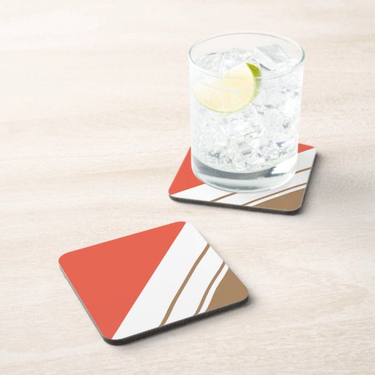 Fun Bright Orange Mocha White Racing Streifen Getränkeuntersetzer (Rechte Seite)