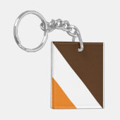 Fun Bright Orange White Cocoa Brown 70er Streifen Schlüsselanhänger (Vorderseite links)