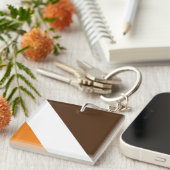 Fun Bright Orange White Cocoa Brown 70er Streifen Schlüsselanhänger (Vorderseite rechts)