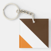 Fun Bright Orange White Cocoa Brown 70er Streifen Schlüsselanhänger (Vorderseite)