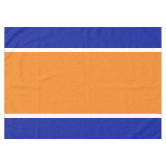Fun Bright Orange White Royal Navy Blue Streifen Tischdecke (Vorderseite (Horizontal))