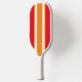 Fun Bright Orange White Yellow Red Racing Streifen Pickleball Schläger (Links)
