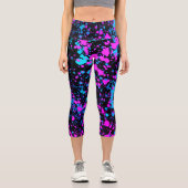 Fun Bright Paint Splash Pink Türkis Cobalt Blue Capri Leggings (Vorderseite)