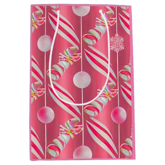 Fun Bright Pink Candy Lane Collection Mittlere Geschenktüte (Vorderseite)