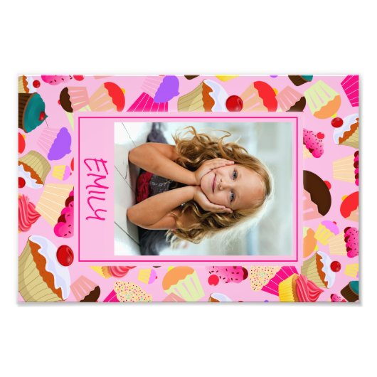 Fun Bright Pink Cupcake - Benutzerdefiniertes Foto (Vorne)