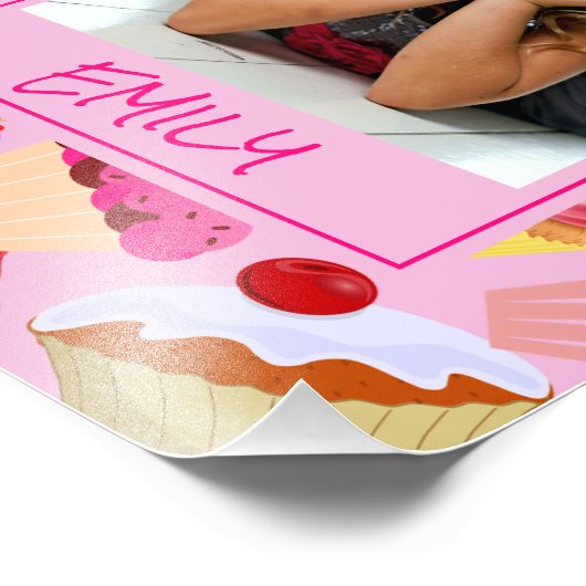 Fun Bright Pink Cupcake - Benutzerdefiniertes Foto (Ecke)