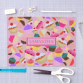 Fun Bright Pink Cupcake - Personalisiert Seidenpapier (Handwerk)