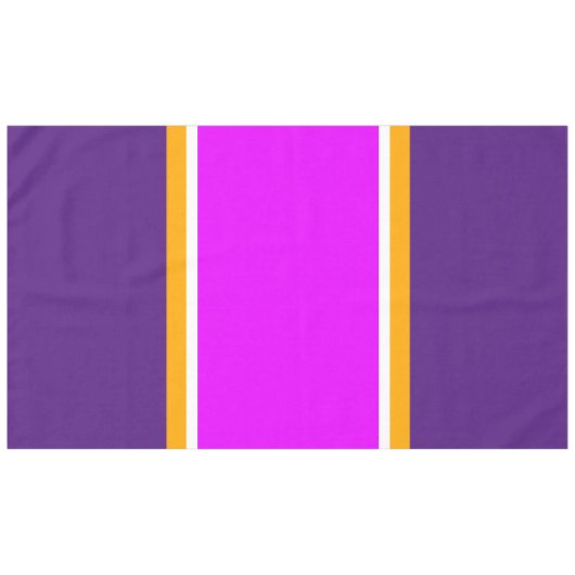 Fun Bright Pink Lila-gelb-weiße Streifen Tischdecke (Vorderseite (Horizontal))