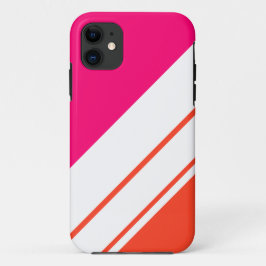 Fun Bright Pink Orange Slant White Racing Streifen Case-Mate iPhone Hülle