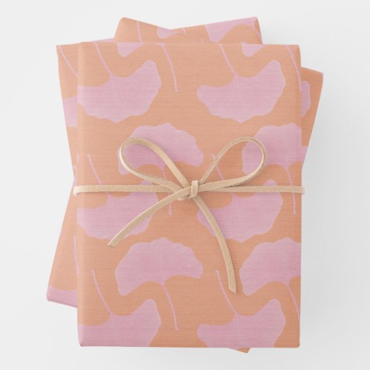 Fun Bright Pink & Orange Textured Gingko Blätter (Beispiel)