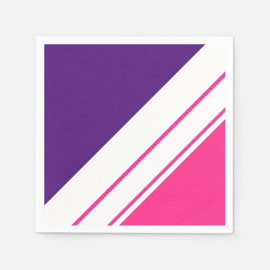 Fun Bright Pink Royal Lila weiße Streifen N Serviette (Vorderseite)