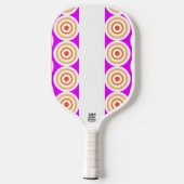 Fun Bright Pink White Stripes Zierige Kunst Pickleball Schläger (Rückseite)
