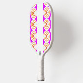 Fun Bright Pink White Stripes Zierige Kunst Pickleball Schläger (Links)