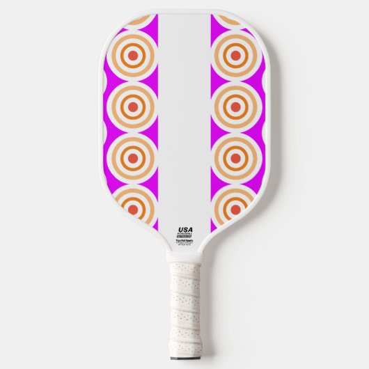 Fun Bright Pink White Stripes Zierige Kunst Pickleball Schläger (Vorderseite)