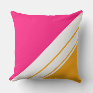 Fun Bright Pink Yellow Sporty White Racing Streife Kissen