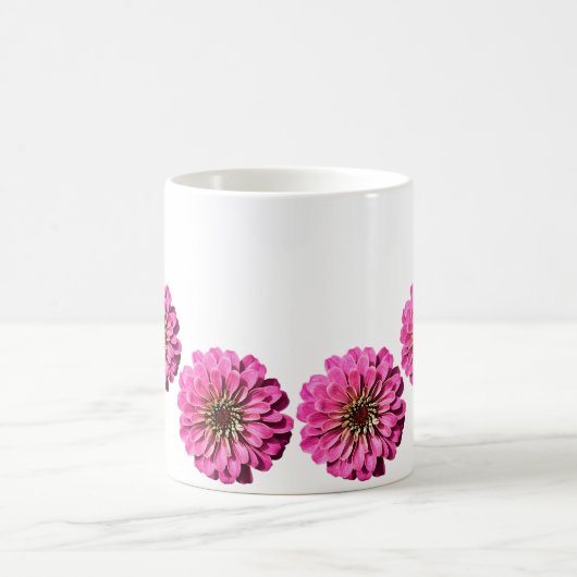 Fun Bright Pink Zinnia Blume Kunst Kaffeetasse (Mittel)