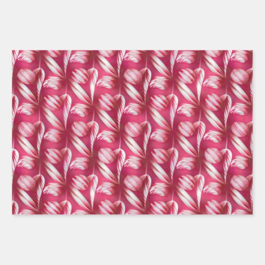 Fun Bright Pinks und Peppermint Candy Lane Geschenkpapier Set (Vorderseite 3)