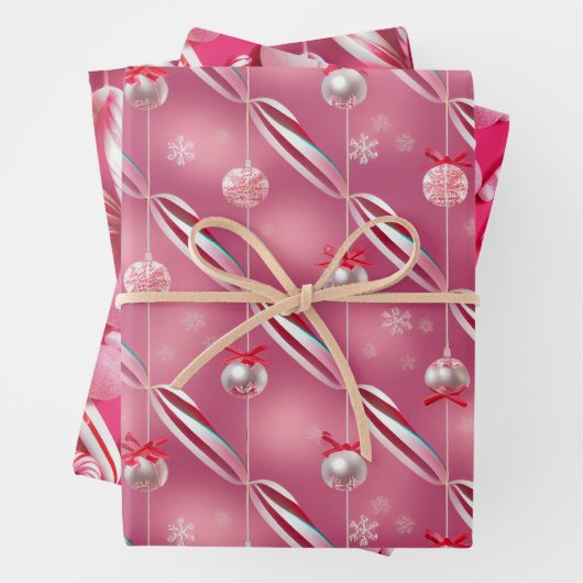 Fun Bright Pinks und Peppermint Candy Lane Geschenkpapier Set (Beispiel)
