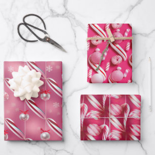 Fun Bright Pinks und Peppermint Candy Lane Geschenkpapier Set