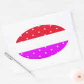Fun Bright Polka Dotted Red Pink White Stripes Ovaler Aufkleber (Umschlag)