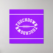 Fun Bright Purple White Text TOUCHDOWN Stripes Leinwanddruck (Vorderseite)