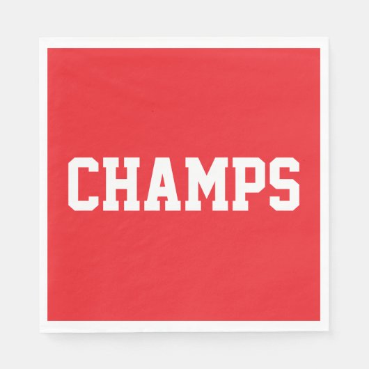 Fun Bright Red Athletic Sporty CHAMPS White Text  Serviette (Vorderseite)