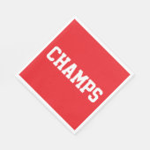 Fun Bright Red Athletic Sporty CHAMPS White Text  Serviette (Ecke)