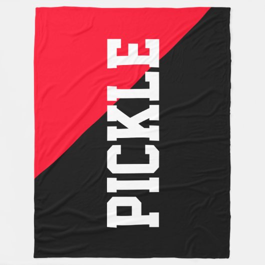 Fun Bright Red Black Bold White Pickleball Motto Fleecedecke (Vorderseite)