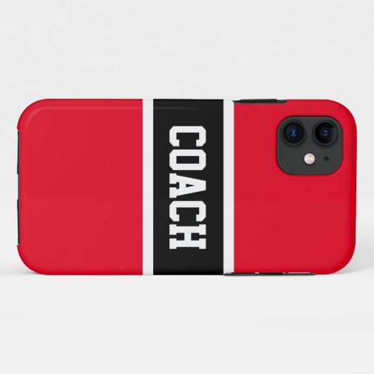 Fun Bright Red Black Stripes Bold COACH Text Case-Mate iPhone Hülle (Rückseite (Horizontal))