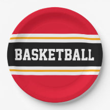 Fun Bright Red Black Yellow BASKETBALL Streifen