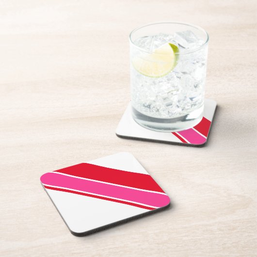 Fun Bright Red Bold Racing Streifen auf Weiß Getränkeuntersetzer (Rechte Seite)