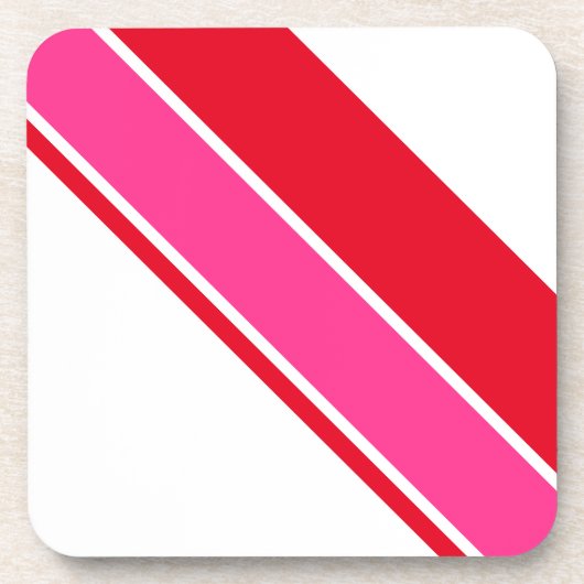 Fun Bright Red Bold Racing Streifen auf Weiß Getränkeuntersetzer (Vorderseite)
