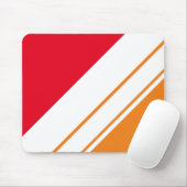 Fun Bright Red Mandarine Trendsetter Weiße Streife Mousepad (Mit Mouse)