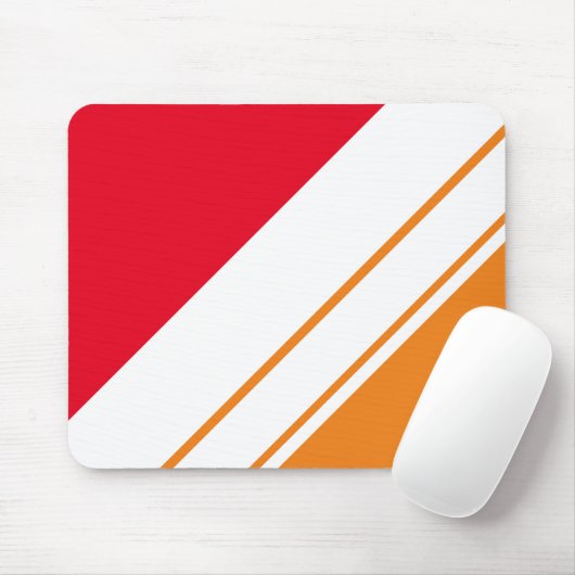 Fun Bright Red Mandarine Trendsetter Weiße Streife Mousepad (Mit Mouse)