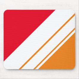Fun Bright Red Mandarine Trendsetter Weiße Streife Mousepad