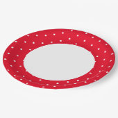 Fun Bright Red Polka dotter Äußerer Rim auf Weiß Pappteller (Schrägansicht)
