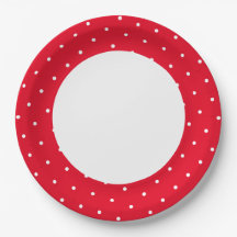 Fun Bright Red Polka dotter Äußerer Rim auf Weiß