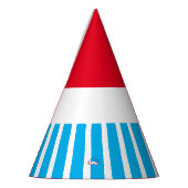 Fun Bright Red Sky Blauer Karneval Streifen auf We Partyhütchen (Links)