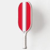 Fun Bright Red Slim White Vertikal Racing Streifen Pickleball Schläger (Links)